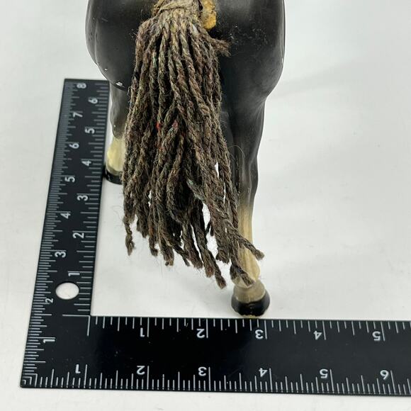 Vintage KT 1970s Black Rearing Plastic Horse Figure Toy Yarn Tail Hong Kong 10" - Picture 7 of 13